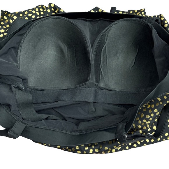 Swimsuits For All Swim Dress Size 28 Black Gold Dot Skirted One Piece NWT - Picture 6 of 9